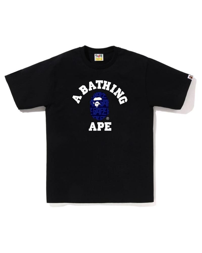 T Shirts Bape Logo Monogram College Noir Homme | EYJ-53357484